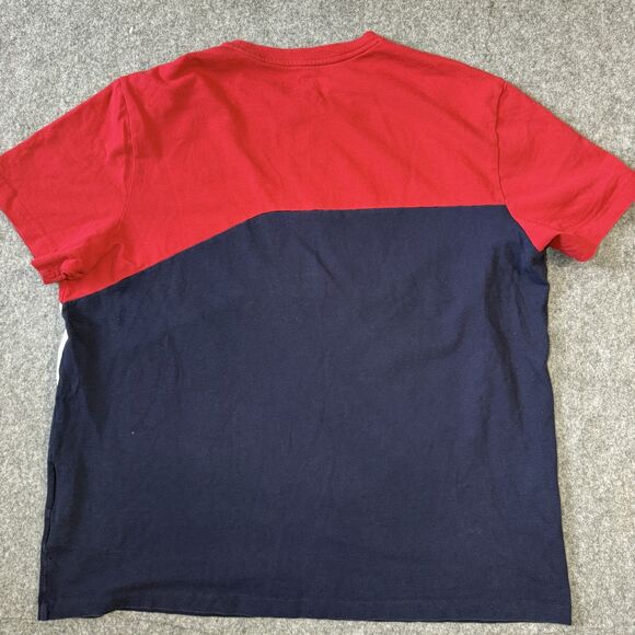Lacoste Sport Shirt Mens 2XL Red White Navy Blue Colorblock Crewneck Tee Logo - Picture 9 of 9